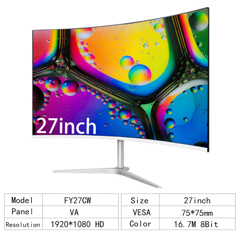 27" Kaareva näyttö – 75 Hz, 2 ms, Full HD 1080p, VA-paneeli **NOPEA TOIMITUS**