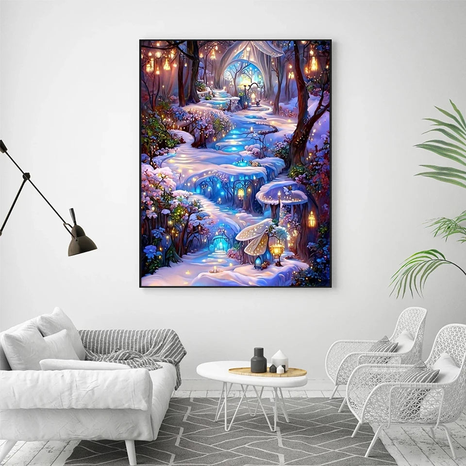 Timanttityö Maisema 30×40 cm – DIY 3D Timanttimaalauspakkaus | 13 Mallia | Kaikki Tarvikkeet Mukana