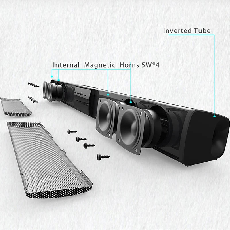 Soundbar 40W – Bluetooth 5.0, IPX4, RCA, TF-kortti, kaukosäädin