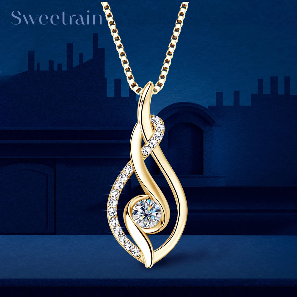 Moissanite Kaulakoru – S925 Sterling Hopea + 18K Kulta | GRA-Sertifioitu | VVS1 | Hopea & Kulta