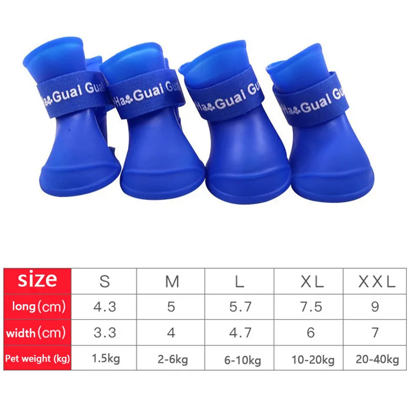 Lemmikin Kumisaappaat – 4 kpl | Silikoni | Liukumaton | S–XXL | 5 Väriä | Koira & Kissa