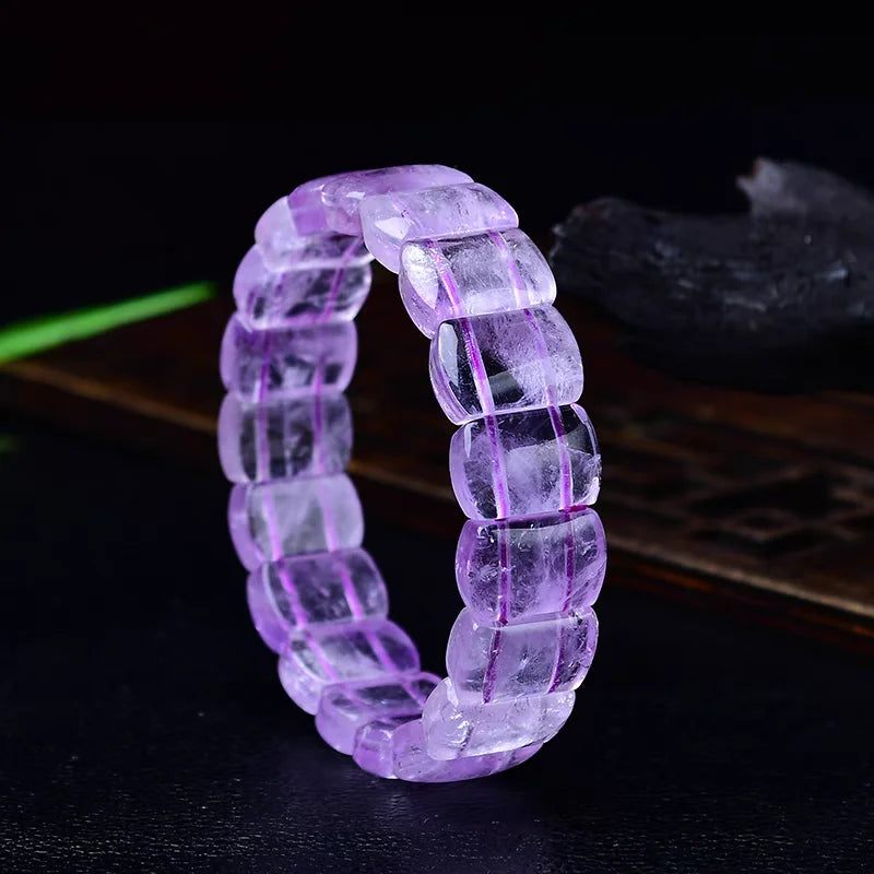 Ametistikvartsi Rannekoru – Luonnollinen violetti ametisti, 14x10mm, 19cm