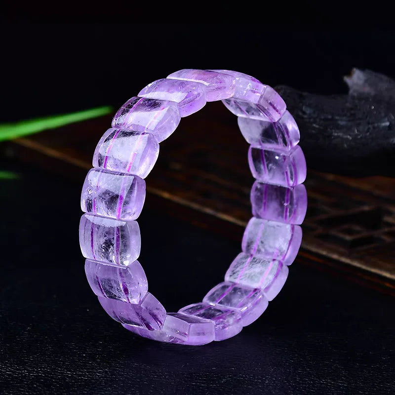 Ametistikvartsi Rannekoru – Luonnollinen violetti ametisti, 14x10mm, 19cm