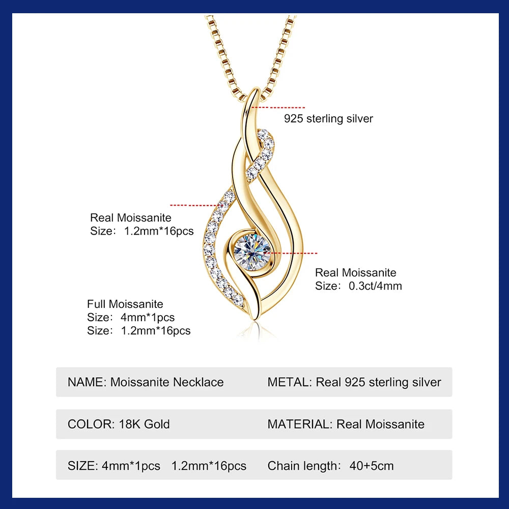 Moissanite Kaulakoru – S925 Sterling Hopea + 18K Kulta | GRA-Sertifioitu | VVS1 | Hopea & Kulta