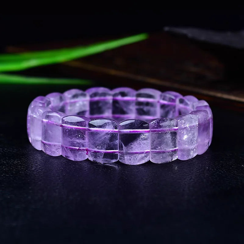 Ametistikvartsi Rannekoru – Luonnollinen violetti ametisti, 14x10mm, 19cm